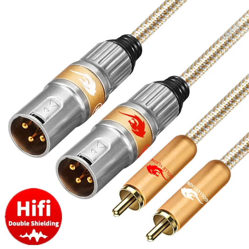 Hifi Audio Cable Dual RCA to 2 XLR 3-Pin Male for Amplifier Mixer Speaker Microphone XLR to RCA OFC Shielded Cords 1m 2m 3m 5m