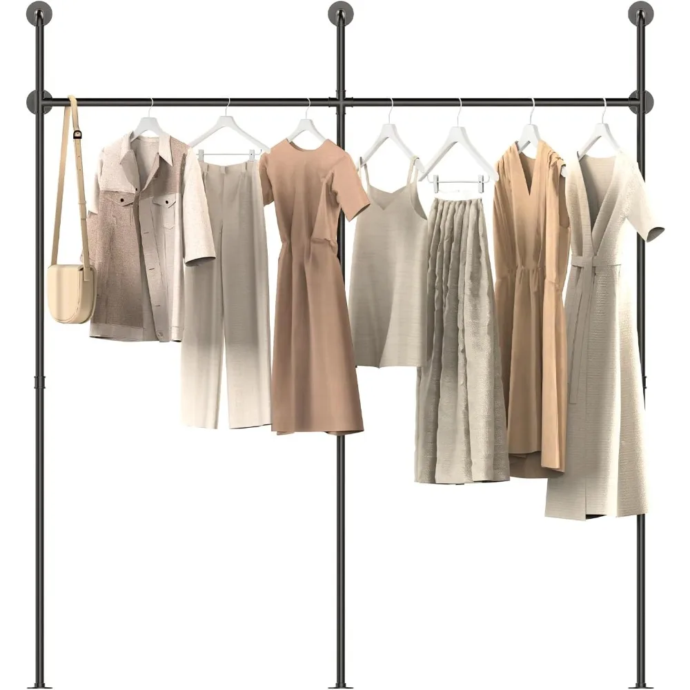 

Metal Industrial Pipe Clothing Rack, Wall Mounted Clothes Racks for Hanging Clothes, Closet Organizer System