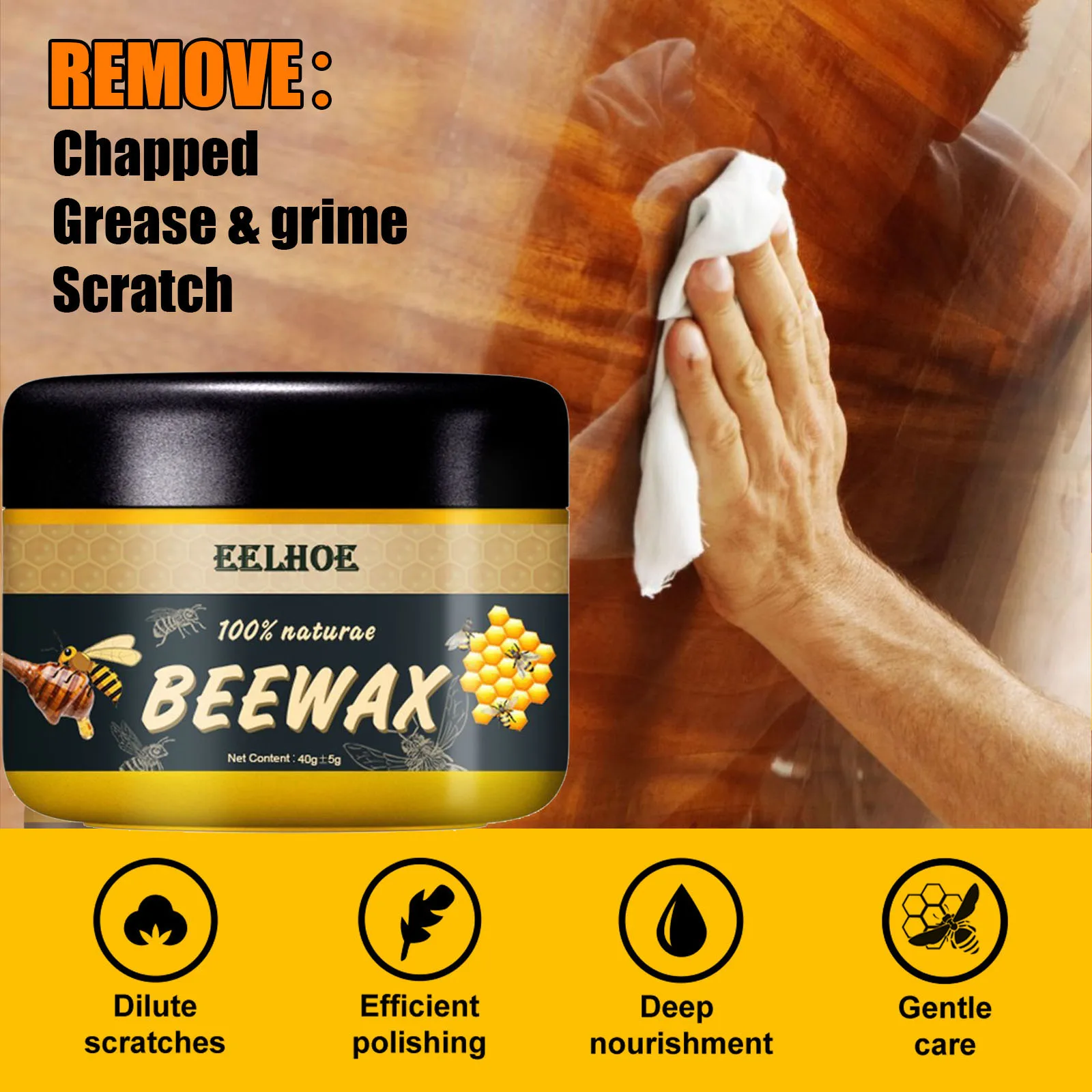 Wood Care Wax Solid Wood Furniture Polishing Seasoning Beeswax Polisher Waterproof Furniture Care Maintenance Beeswax A