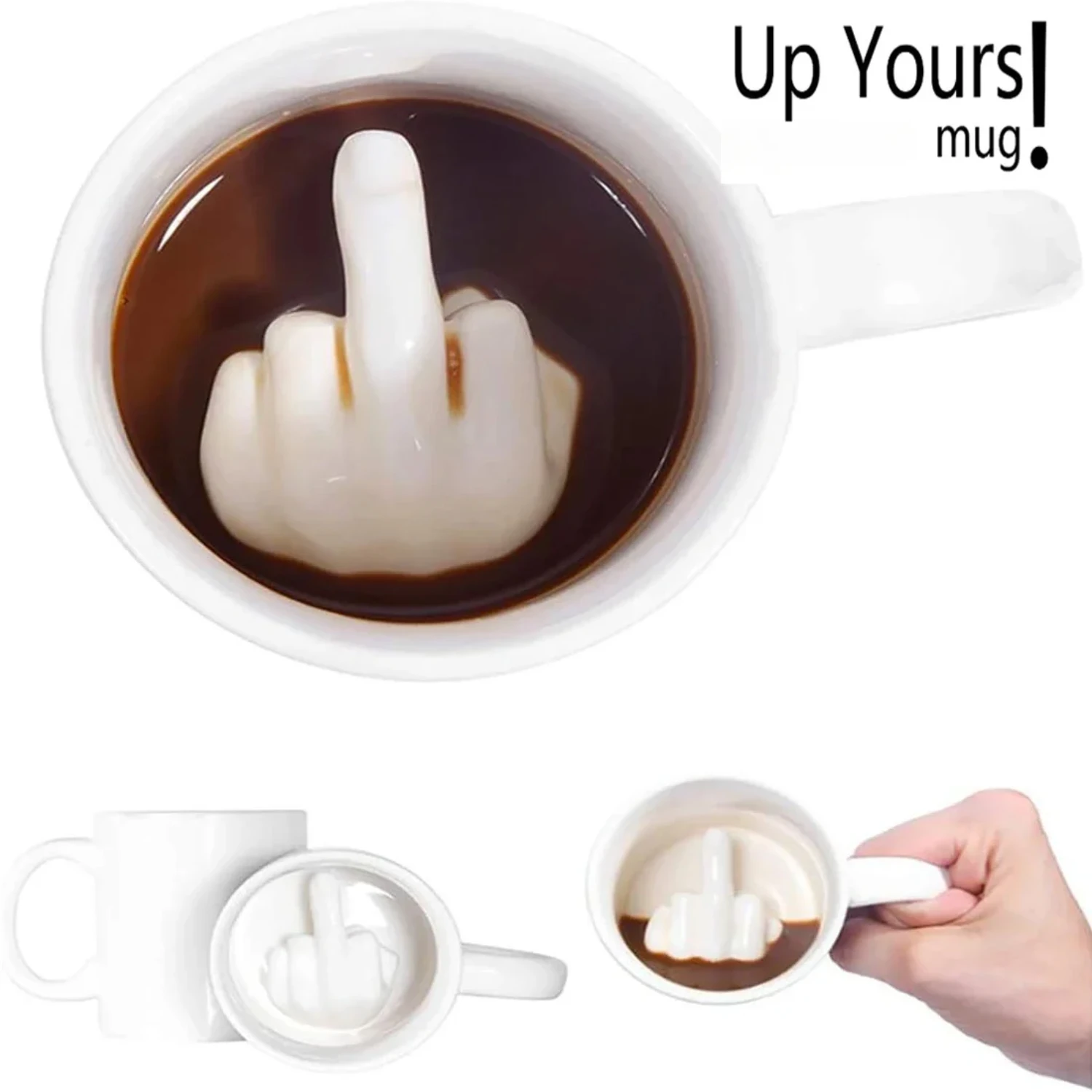 300ML Middle Finger Cup White Funny Ceramic Mug Mixing Coffee Milk Water Cup Creative Design Ceramic Mug Drinkware  Party