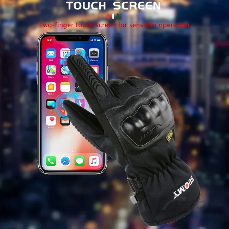 

SUOMY Winter Gloves for Motocross Racing Waterproof Windproof Thermal Lined Touchscreen Gloves with Reflective Elements for Snow