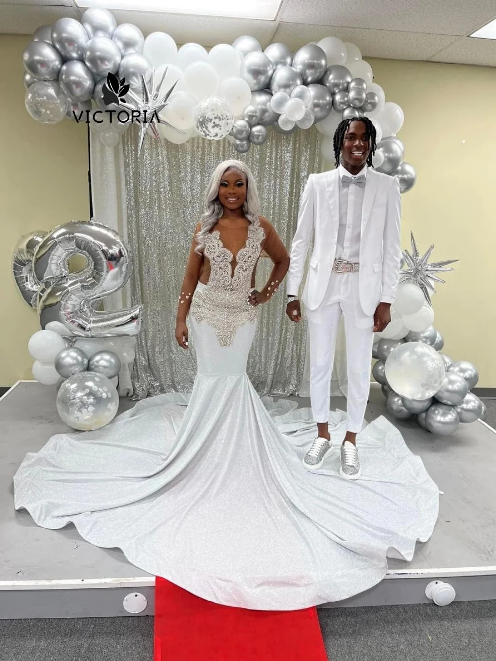 

Gorgeous Shinning Prom Dress Black Girl Sequin Rhinestone Mermaid Party Dress Gala Evening Gown Customized