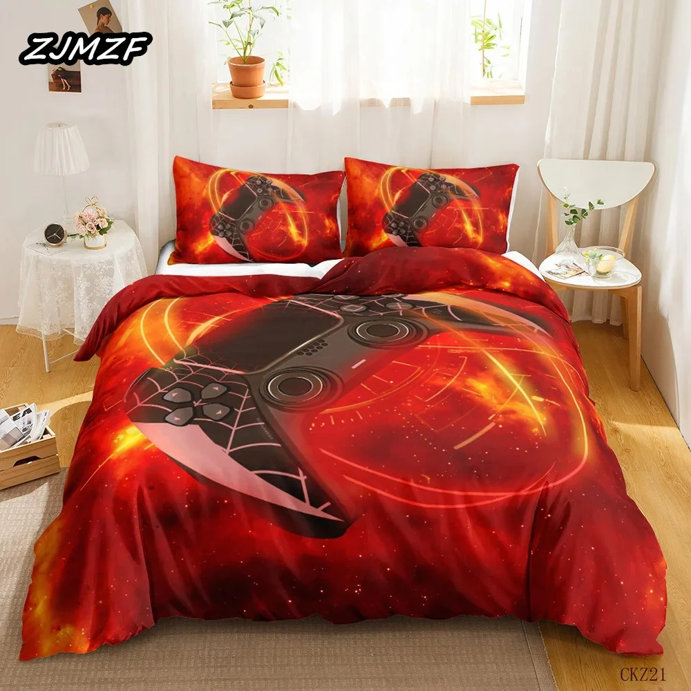 Gamer Bedding Sets For Boy, Gamepad Controller Duvet Cover Set King Size,Video Games Home Decor Comforter Cover For Teen Bedroom