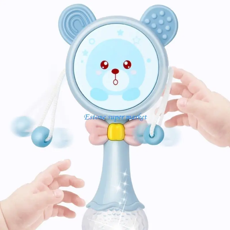 090B Haltegriff Mobile Trommel Rassel Pädagogisches Baby Spielzeug Quietschen Glocke Infant Musik Spielzeug LED Schütteln Ring