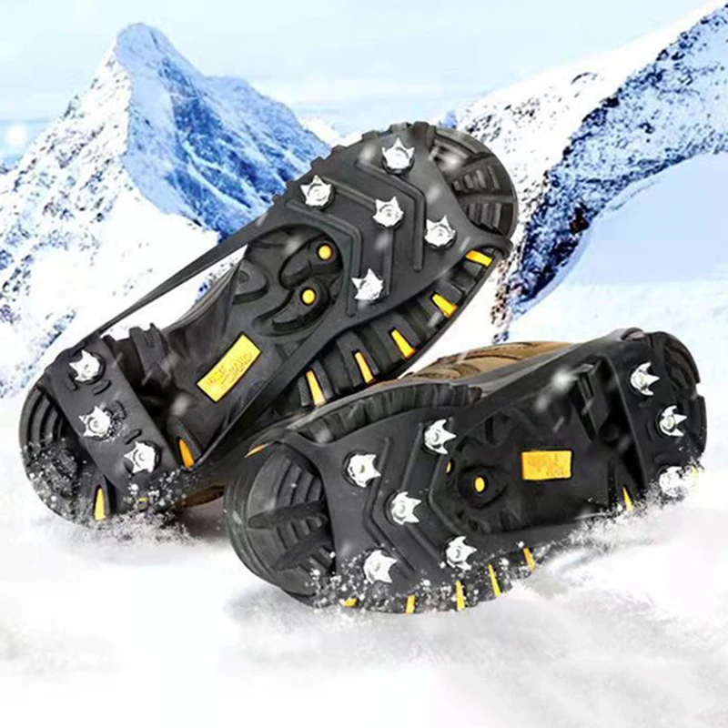 1 Pair 8 Studs Anti-Skid Snow Ice Gripper Climbing Hiking Skating Shoes Spikes Grips Cleats Overshoes Crampons Snow Safety Tool