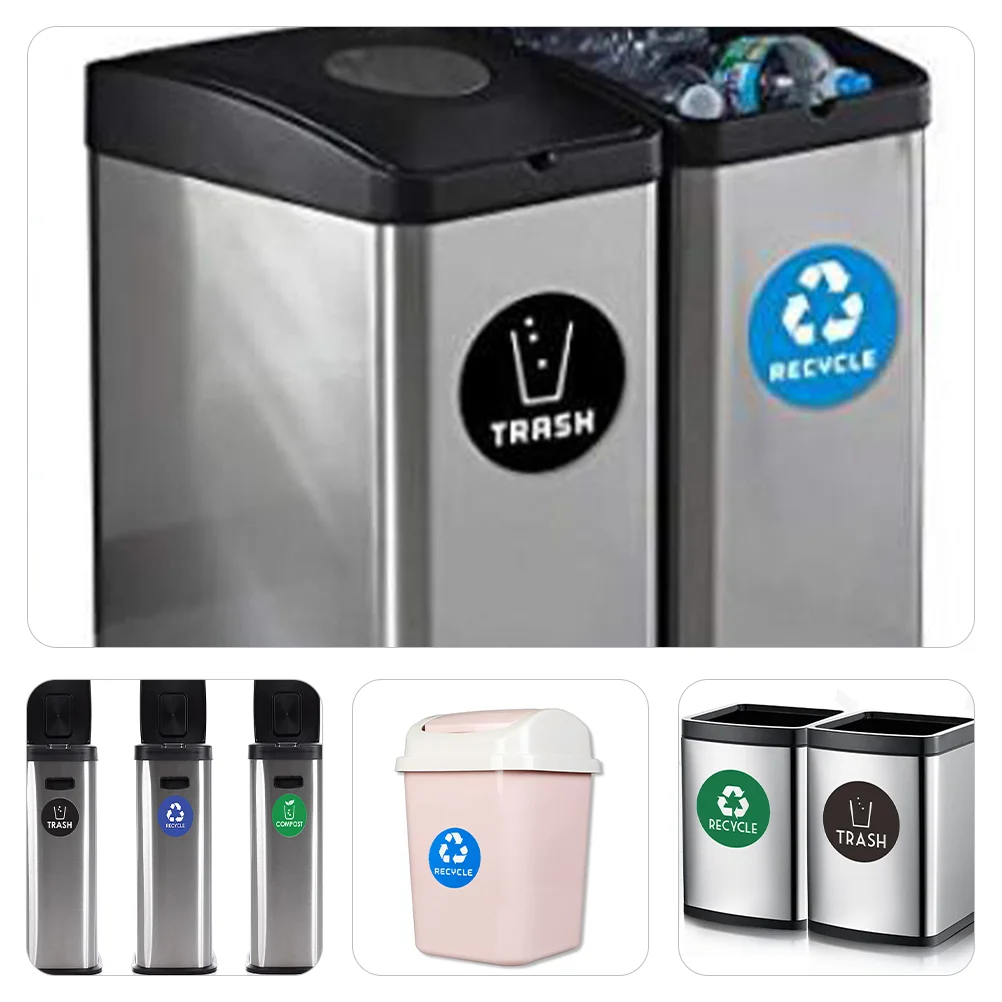 12 Pcs Garbage Sorting Stickers Waste Container Recycle Sign Decal Trash Recycling Bin Nail
