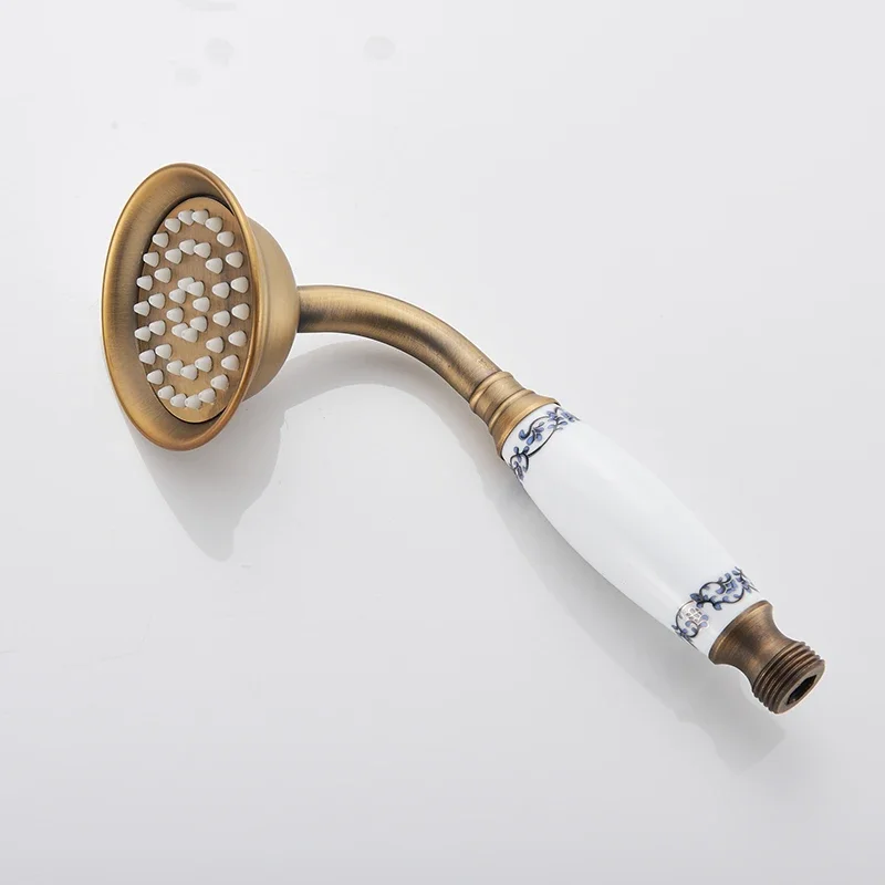 Shower Heads Antique Brass Bathroom Hand Held Shower Sprayer Head Black Gold Chrome Brass&Porcelain Hand Shower Head 2