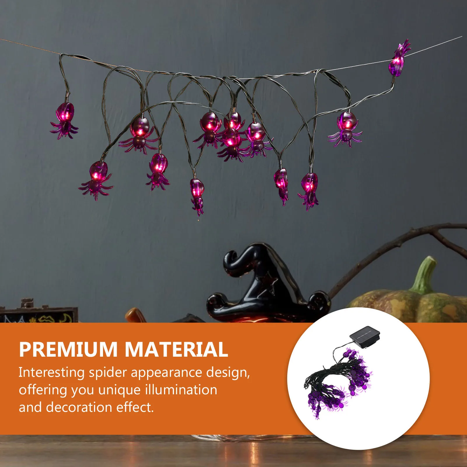 Solar Spider String Lights Halloween Decorative Purple LED Garden Yard Balcony Lawn Festive Lighting Outdoor Party Supplies