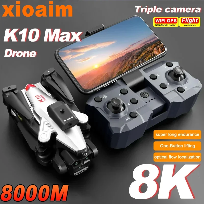 For Xiaomi K10 Max Drone 8K Professinal Three Camera Brushless Motor Unmanned Aerial With Optical Flow Positioning Function