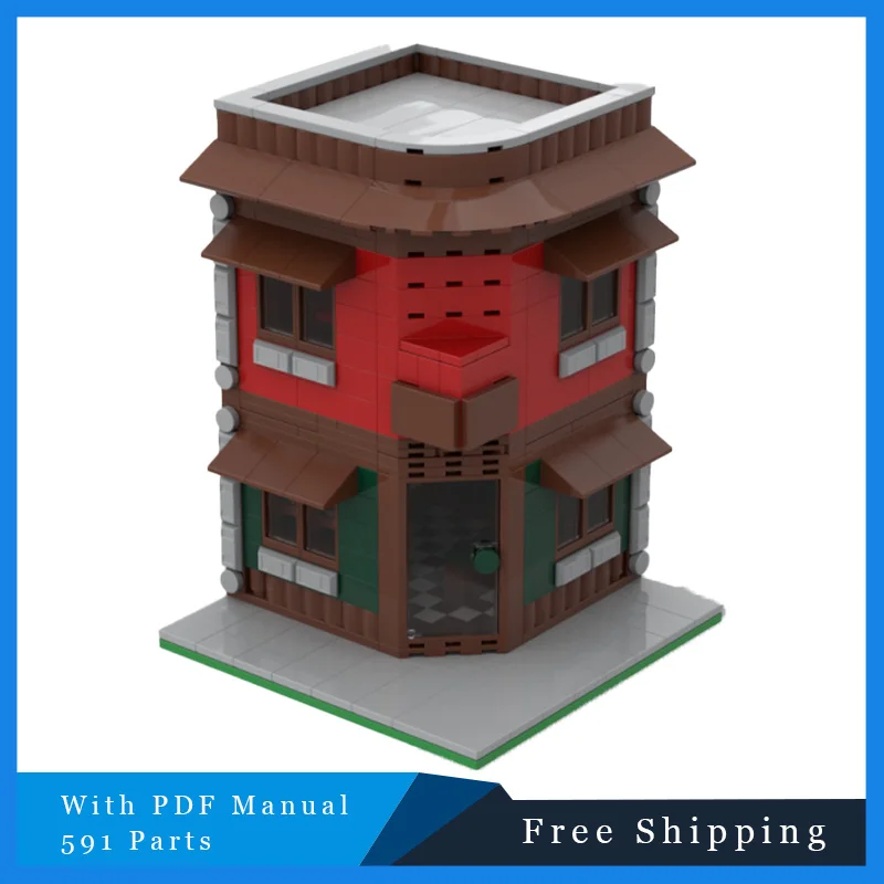 Creativo Two Story Shop Casa Building Block Modello in mattoni Street View Compatibile 591 Giocattoli educativi per bambini Regali di compleanno
