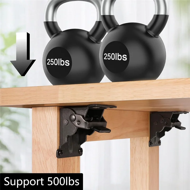 AB41-4 Pack Folding Brackets, Self-Lock Hinge With Screws For Folding Table Legs, Lock Extension Support Bracket Bed Legs