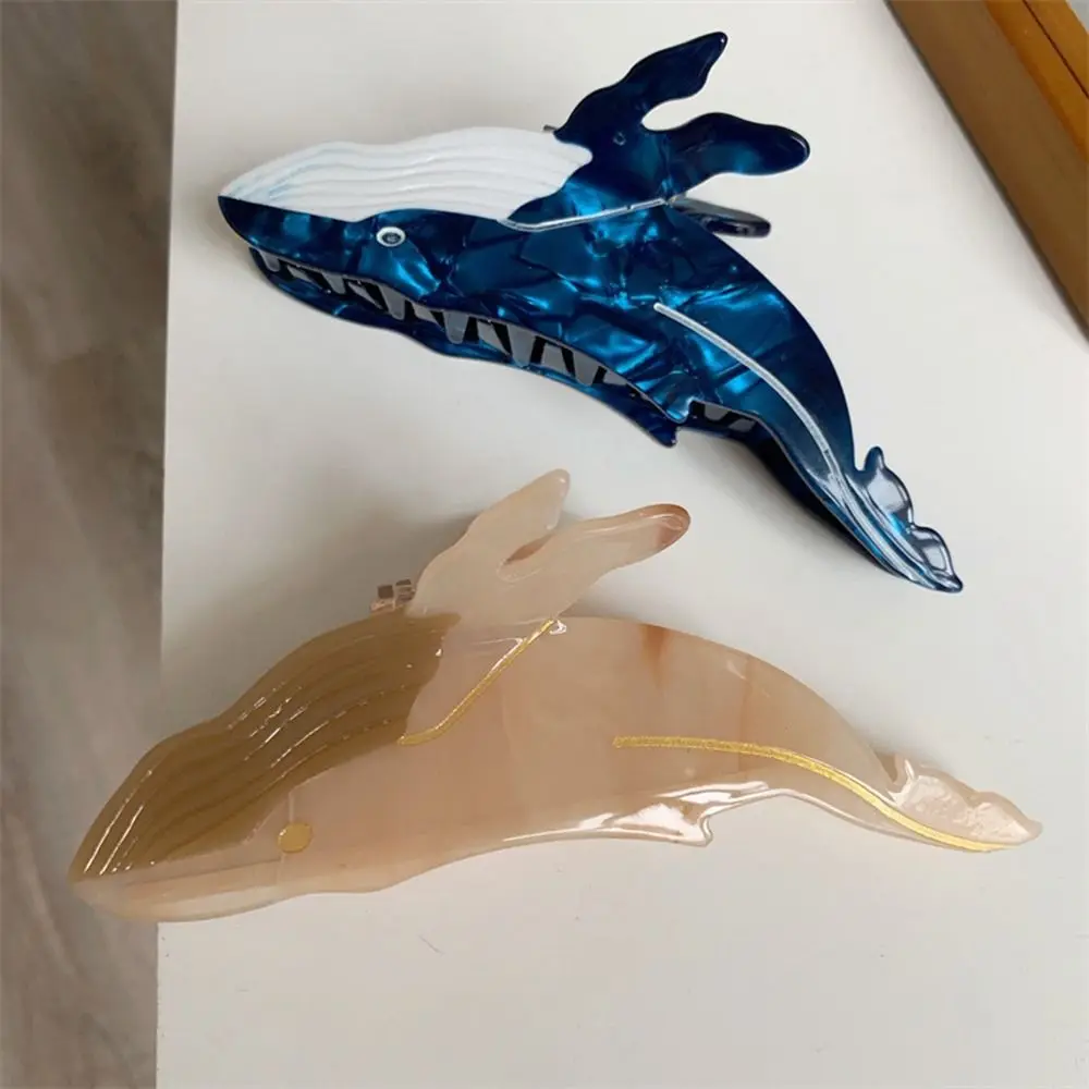 Girls Blue Whale Large Grab Clip Dolphin Animal Female Hair Accessories Hair Claw Korean Style Headwear Acetic Acid Hair Clip