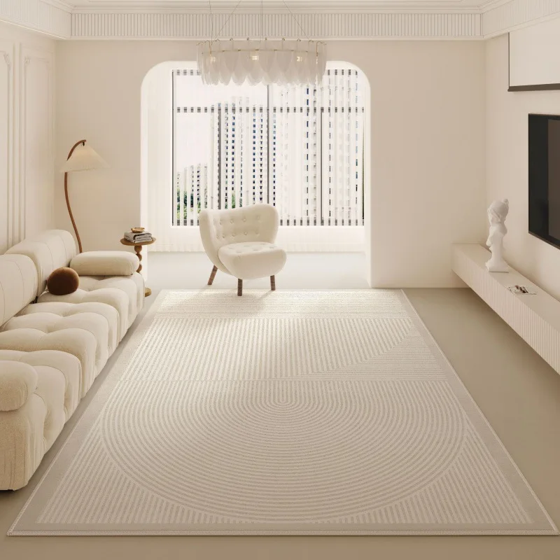 Luxury Minimalist Living Room Carpet Cream Color Large Area Rug for Sofa Bedroom Home Decor
