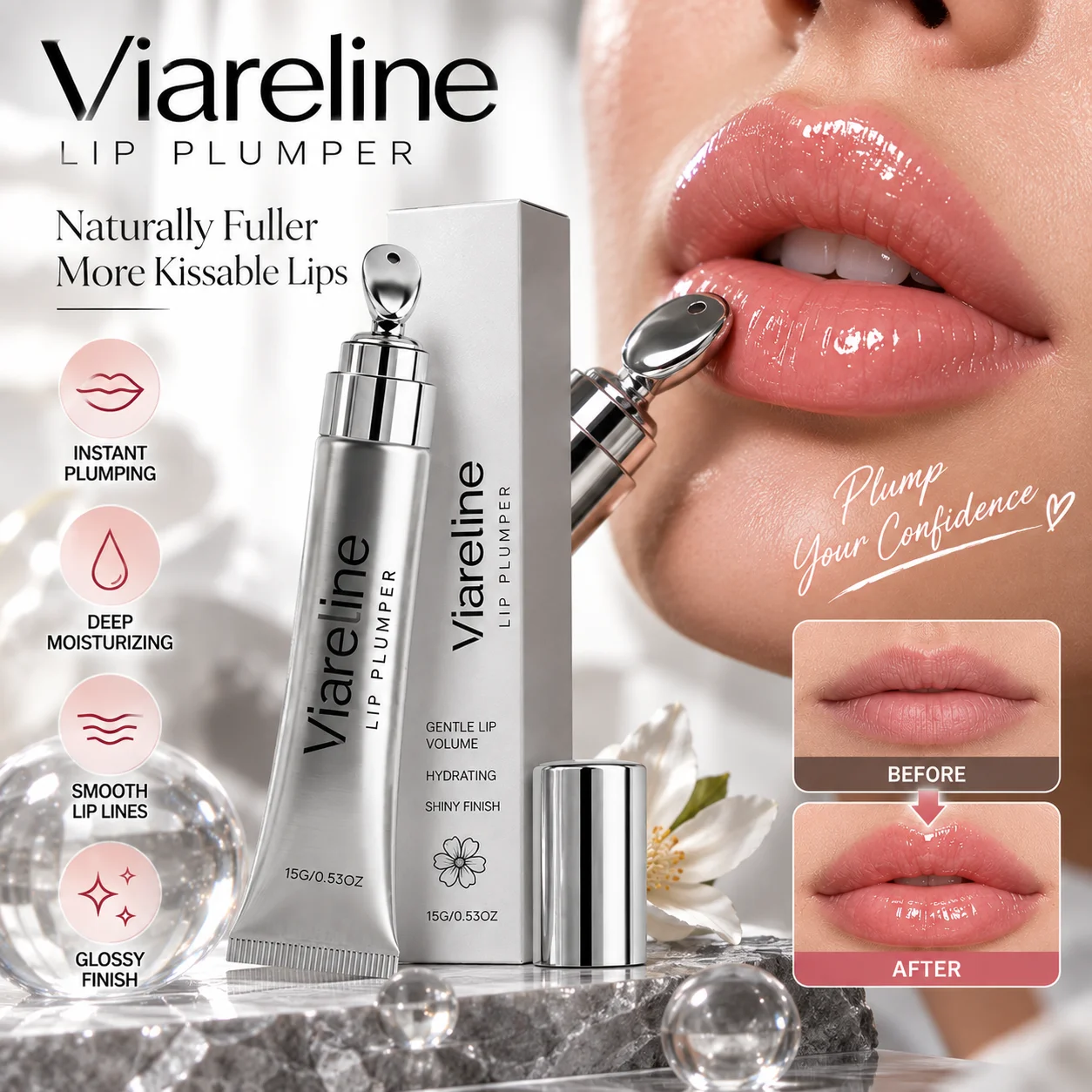Instant Lip Plumper Oil Hyaluronic Acid Volumising Lip Gloss Plumping Serum Lip Enhancer Moisturizing Sexy Lip Beauty Makeup