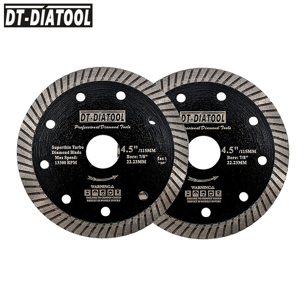 DT-DIATOOL الماس قطع القرص ضغط الساخنة سوبر رقيقة توربو عجلة المنشار شفرات تتحمل 22.23 مللي متر للسيراميك بلاط ضياء 115 مللي متر/4.5 بوصة