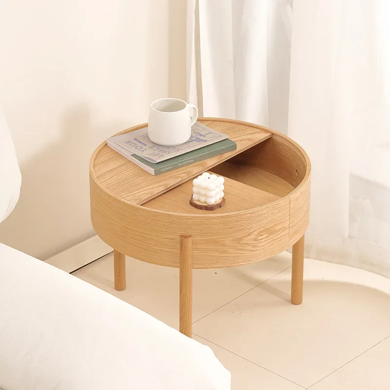 Style nordique petit appartement rotatif en bois massif rond danois multifonctionnel rangement table d'appoint stockage ins vent Internet