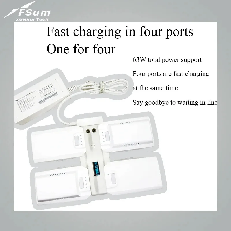 For FIMI X8 PRO Drone Flight Battery Charger 4 In 1 Fast Charger Smart Multi-Function Digital Display Charging Hub Accessories