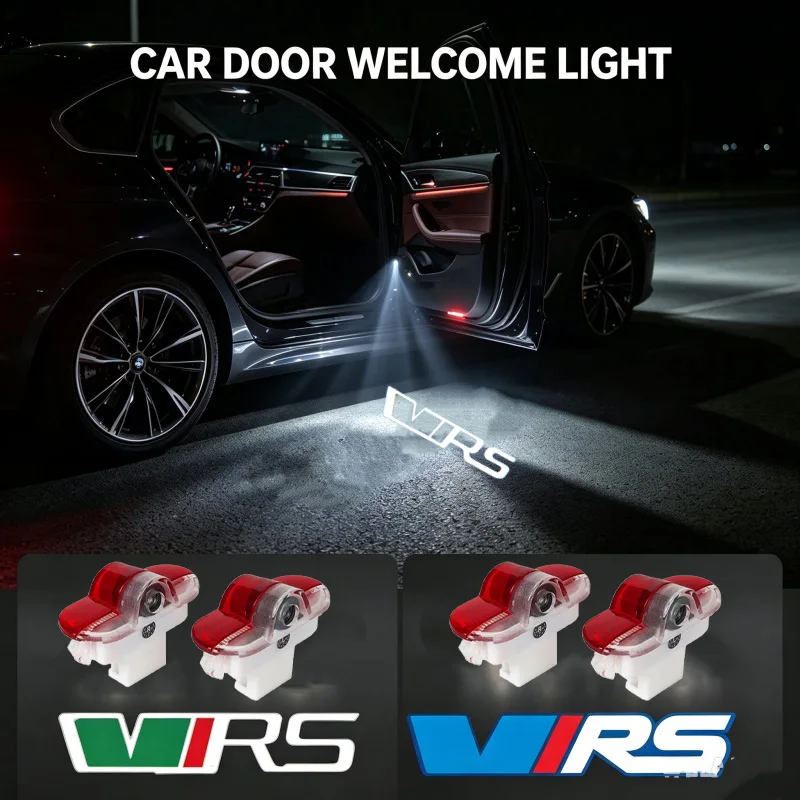 2Pcs Car Door Welcome Light Logo Ghost Shadow Projector Lamp for Skoda VRS Octavia A5 MKII 2006‑2013 Auto Interior Accessories