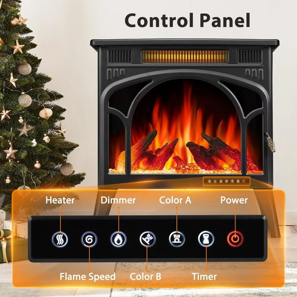 Electric Fireplace Heater Portable Electric Fireplace Stove Heater Indoor,12 Flame Colors,12 Flame Bed Colors,5 Flame