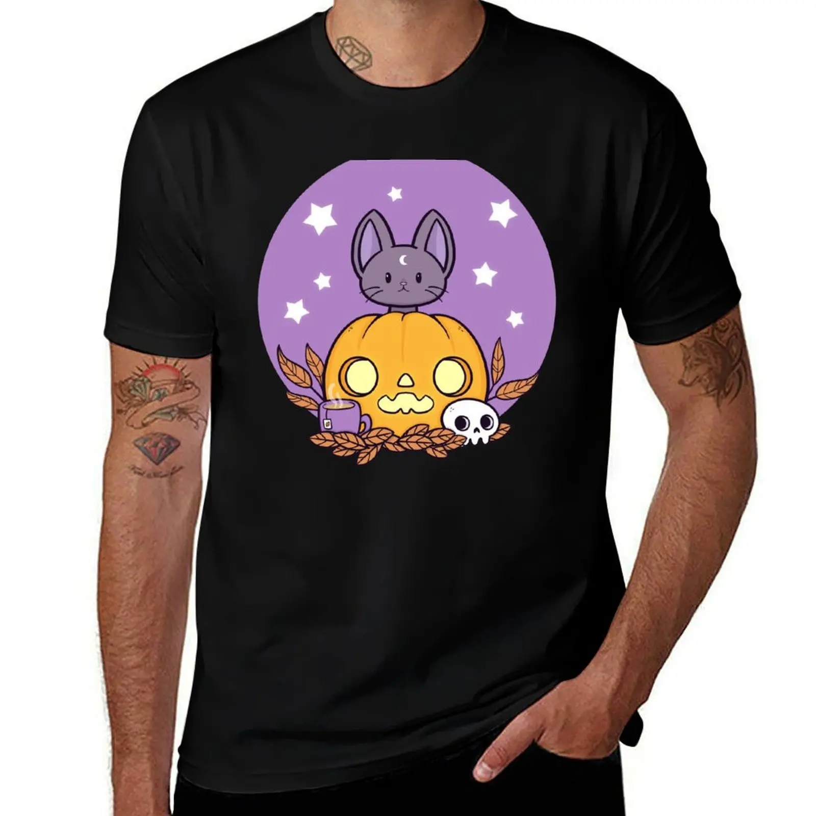 Pumpkin Cats Son Nikury T-Shirt Fashion Pattern Printed Tee Shirt T-Shirt