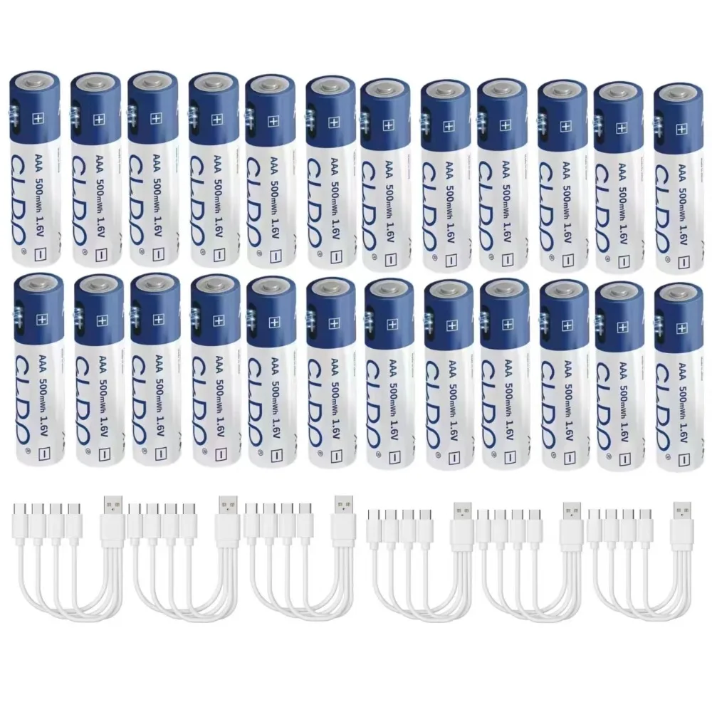 NI-ZN 1.6V AAA battery 500mWh Type-C USB AAA rechargeable battery is suitable for remote-controlled car model aircraft toys