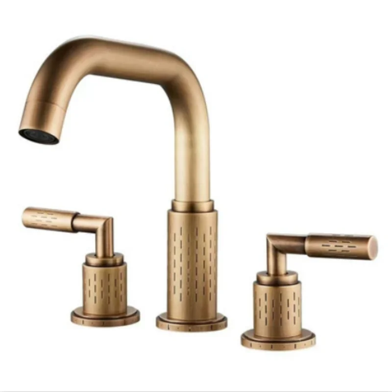 

Brushed Gold 3-hole Rotating basin faucet hot and cold Black bathroom faucet gray Widespread Black washbasin faucet Water Faucet