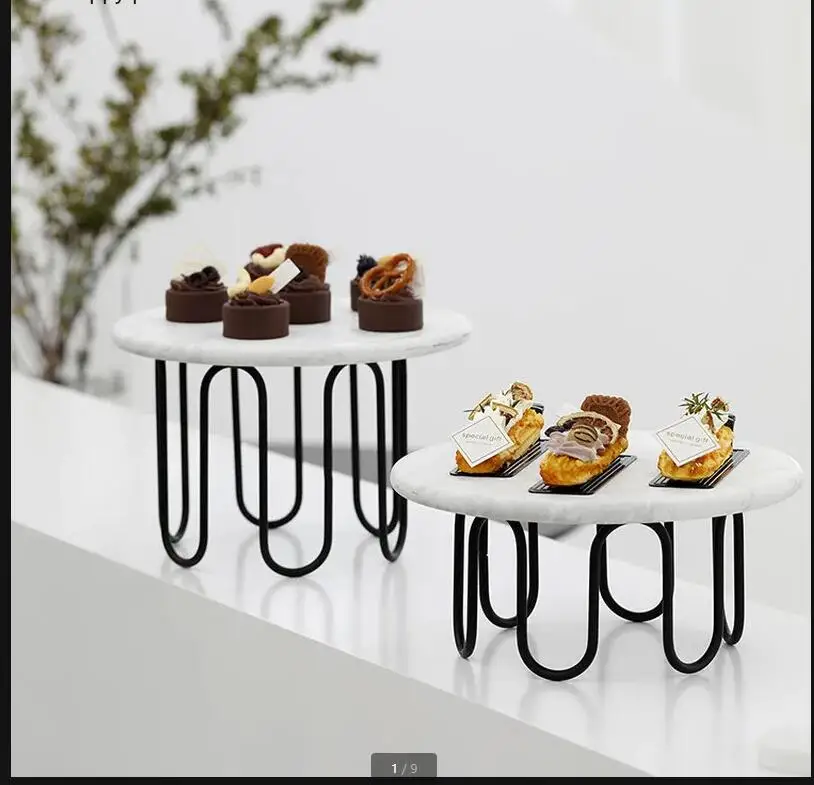 

Кованая мраморная подставка для торта, высокая сковорода на ножках, банкетный десертный стол, дисплей, домашняя тарелка для фруктов и закусок, хлеб