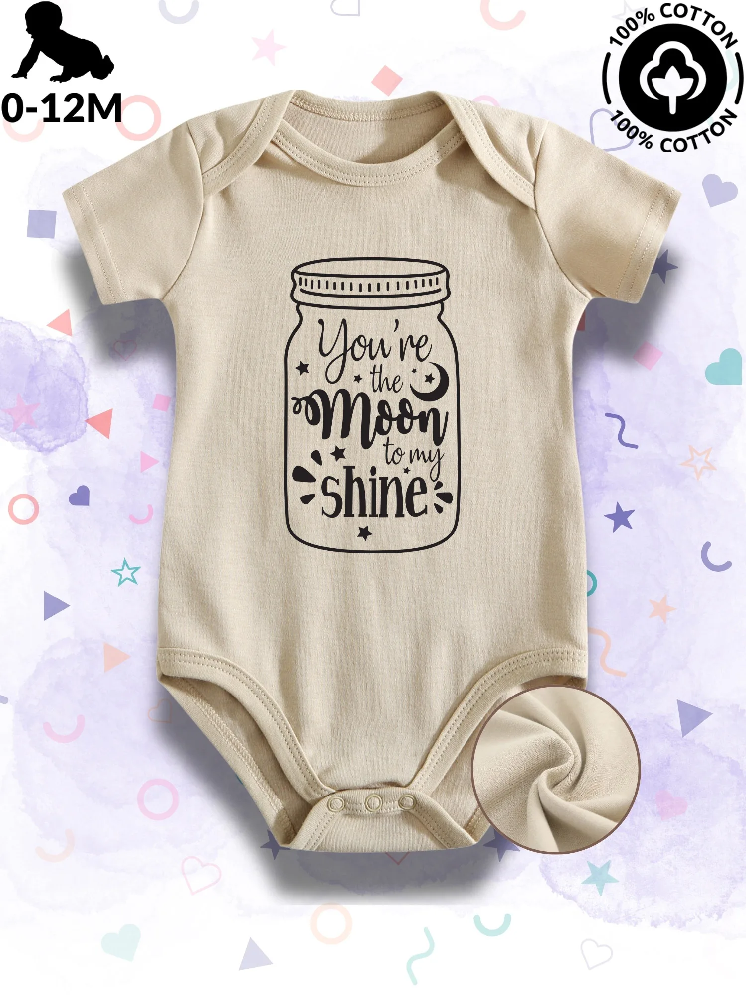 

Детское боди унисекс Moon To My Shine, мягкий комбинезон из 100% хлопка, всесезонный бежевый костюм для ползания 190GSM