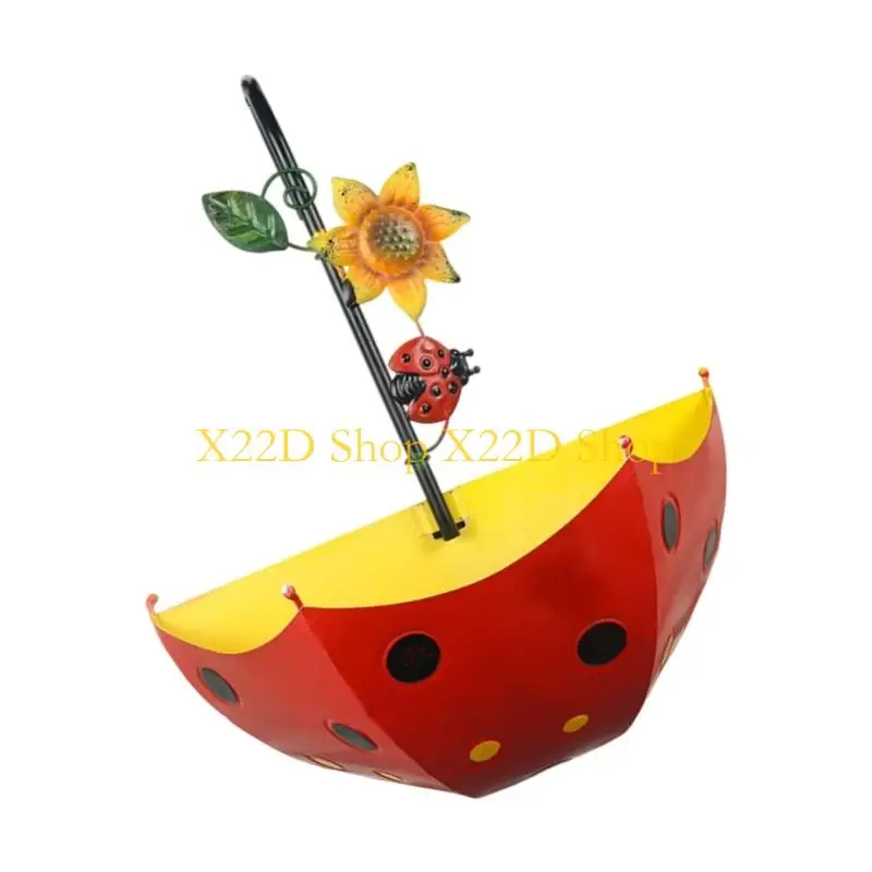 X22D Creative Umbrella Wall Planter For Garden Balcony Porch With Animal Ornament Iron Hanging Flower Pot Outdoor Indoor