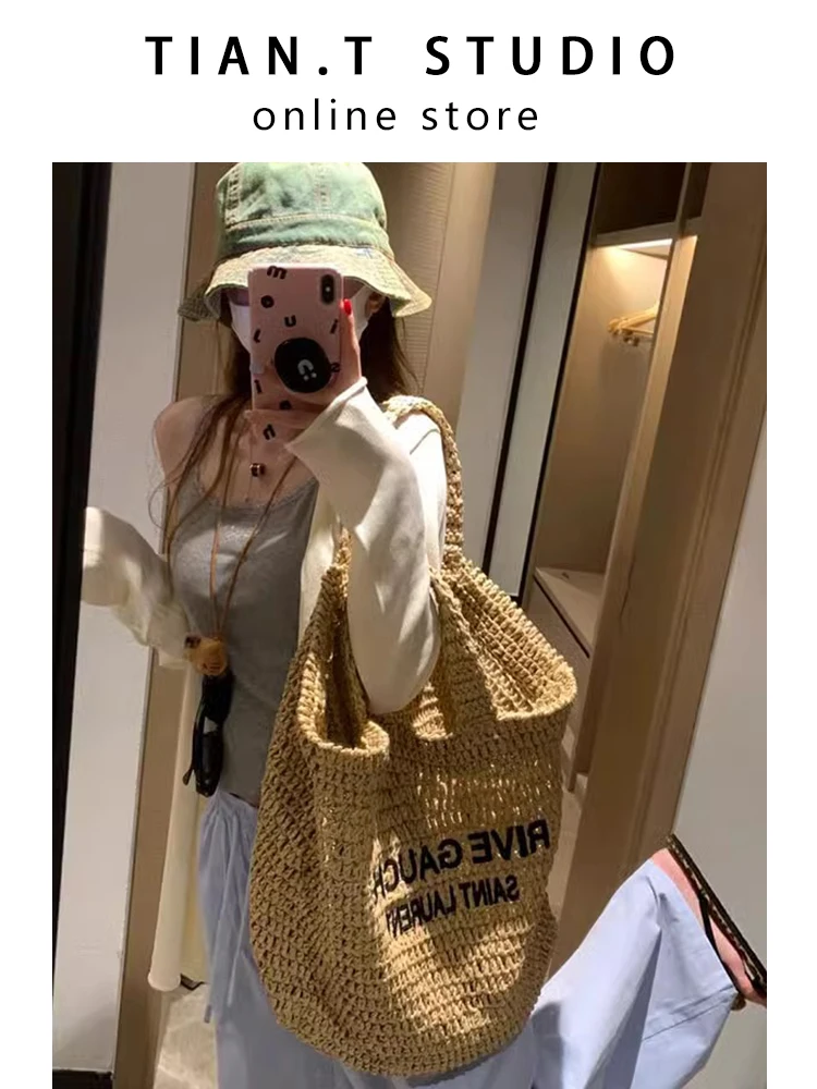 

Large Capaci St Woven Tote Bag Women's Summer 2025 New Lazy Sle Single oulder Bag Casual Faion Soft Handbag