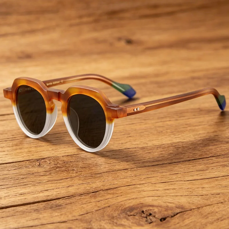 Retro GradientTwo-Tone Acetate Shades Unique Multiple Rim UV400 Anti-UVSunglasses Trendy Street Style Eyeglasses For Male Female