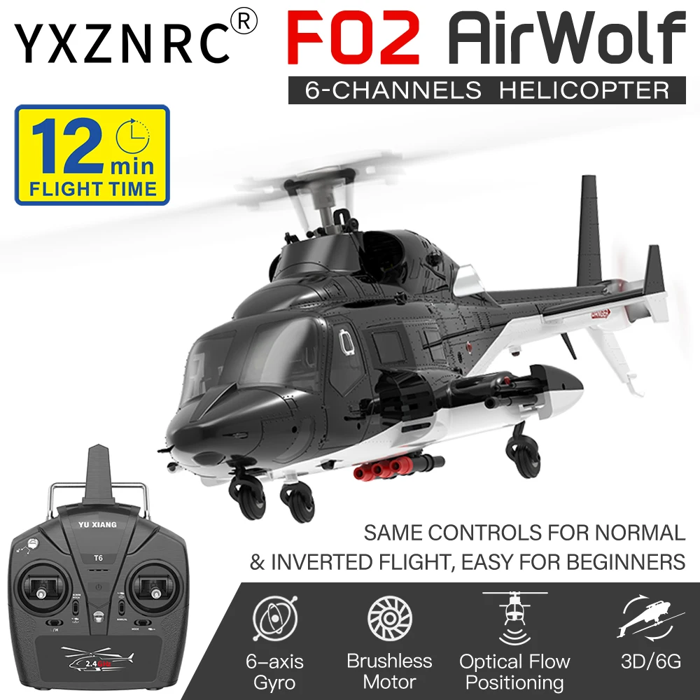 YUXIANG F02 RC Helicopter 2.4G 350M Control Optical Flow Positioning One-Click Inverted Flight  Brushless For Adults Beginner