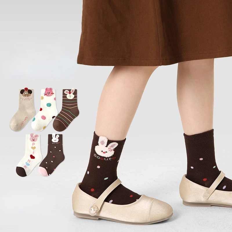 

Children Autumn Thin Style Rainbow Polka Dot Socks Three-dimensional Cartoon Baby Sock Cotton Boneless Girls' Socks Comfortable