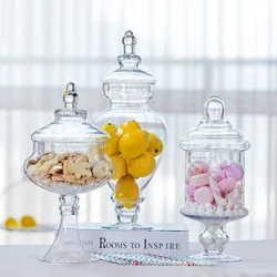European Style Strong Glass Storage Tank Glass Candy Jar Home Wedding Decors Party Supply