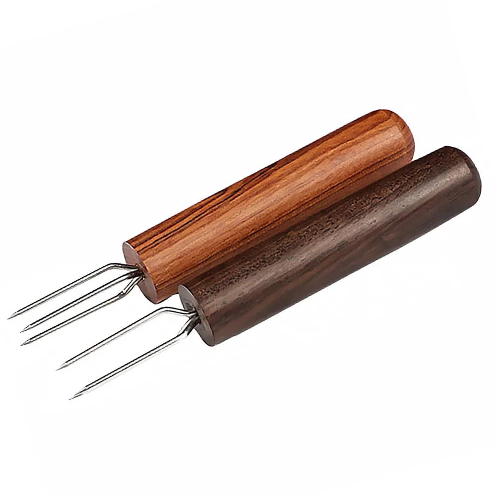 2Pcs Moxibustion Fork Durable High-Quality Wood Handle Compact Shape Easy Carry Therapy Tool Moxibustion Extender Prolong Needle