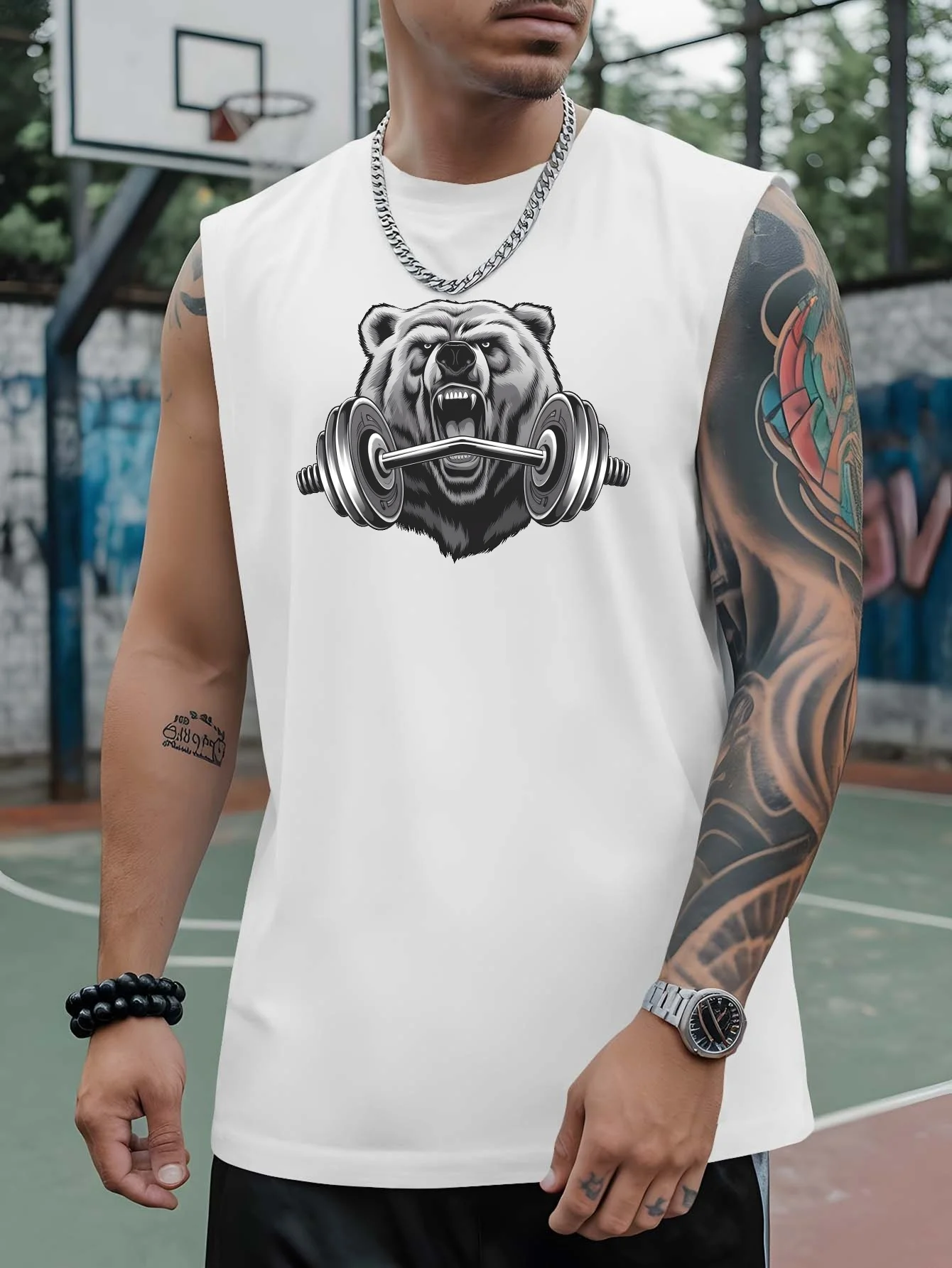

Fit Wild Bear Men's Large-Sized Loose Fitness Back Cover, Summer Breathable Quick-Drying Sleeveless T-Shirt