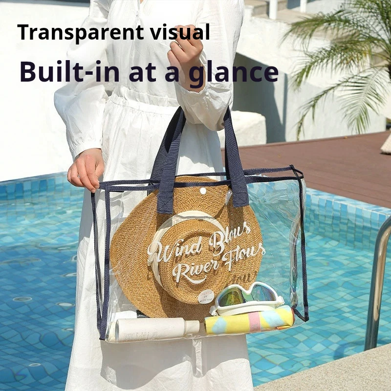 Portable Waterproof Clear Cosmetic Bag Travel Toiletry Organizer Case Beach Makeup Pouch Large Capacity Shower Bag for Outdoor image 3