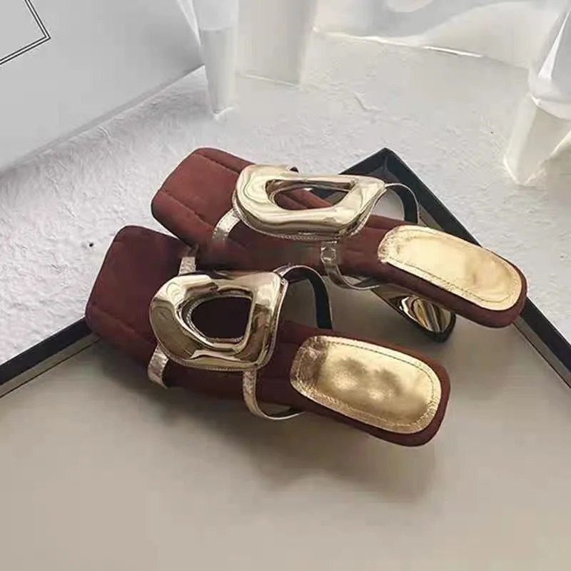 Women Flip Flops 2024 Summer New Fashion Shoes for Women Casual Open Toed Comfortable Designer Metal Slippers Female Zapatos