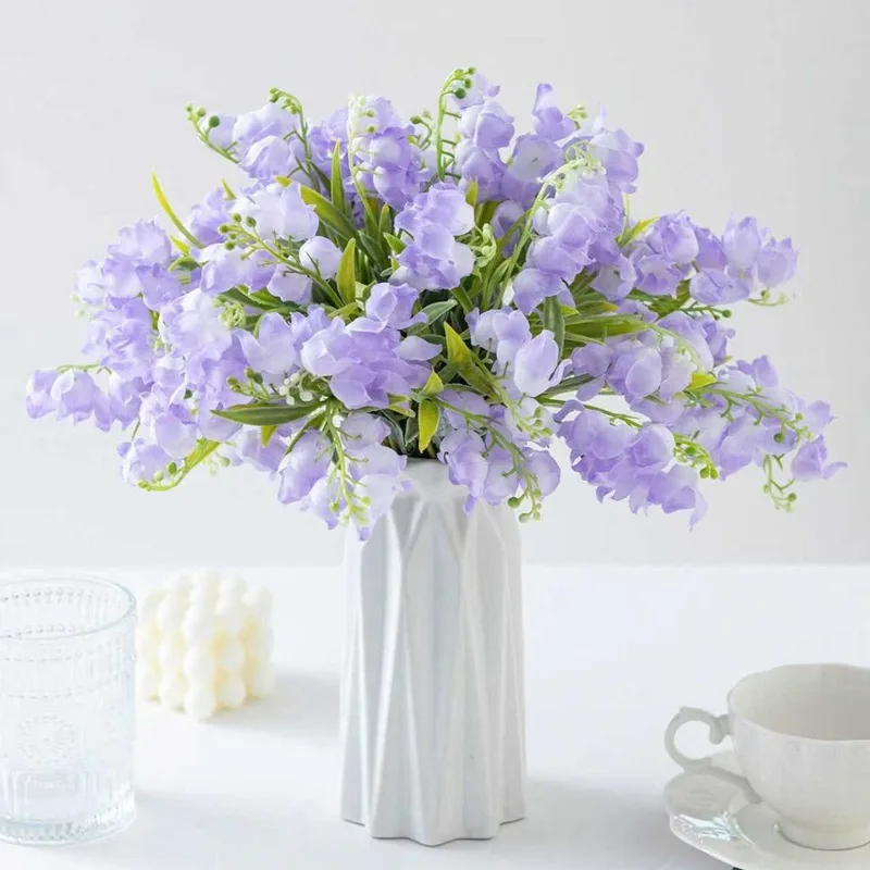 20 Stück/Set Künstliche Maiglöckchen-Seidenblumen für Heimdekoration, Künstliche Glockenblumen, Brautstrauß, Hochzeitsdekoration – Detail 3