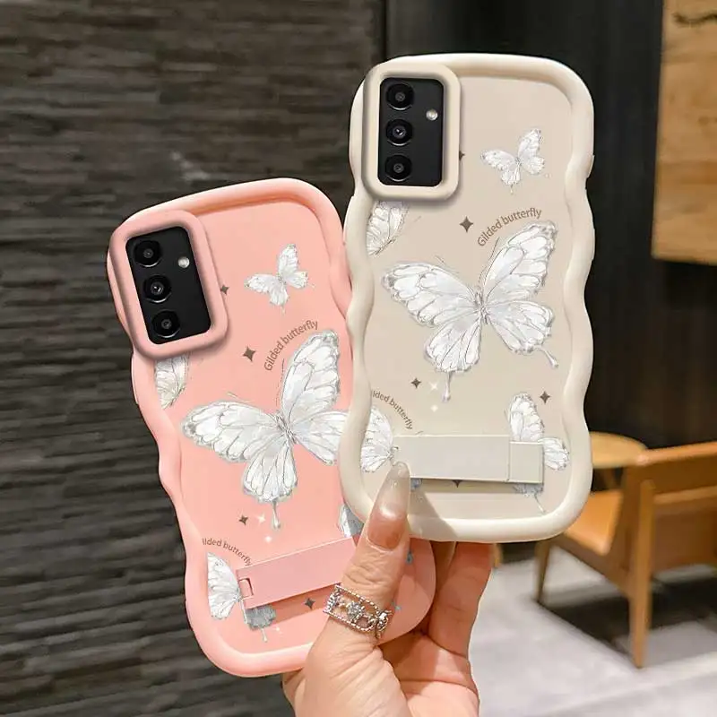 Étui Flexible papillon doré à la mode, adapté à la Galaxy A15 5G, avec caractéristiques raffinées et sur support, adapté à Samsung A F Note