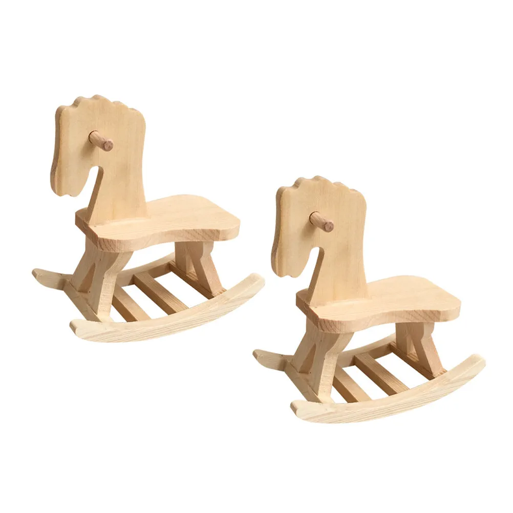 

2Pcs DIY Wood Rocking Horse Craft Kit Kids Preschool Crafts Desk Decorations Unfinished Wooden Horse for Painting Assembly