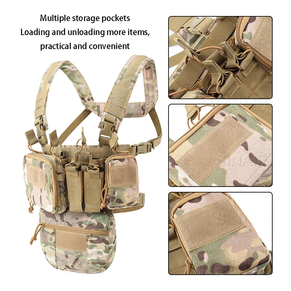 Tactical Vest CS Multifunctional quick Detachable Chest Hanger with multiple pockets for Outdoor Hunting