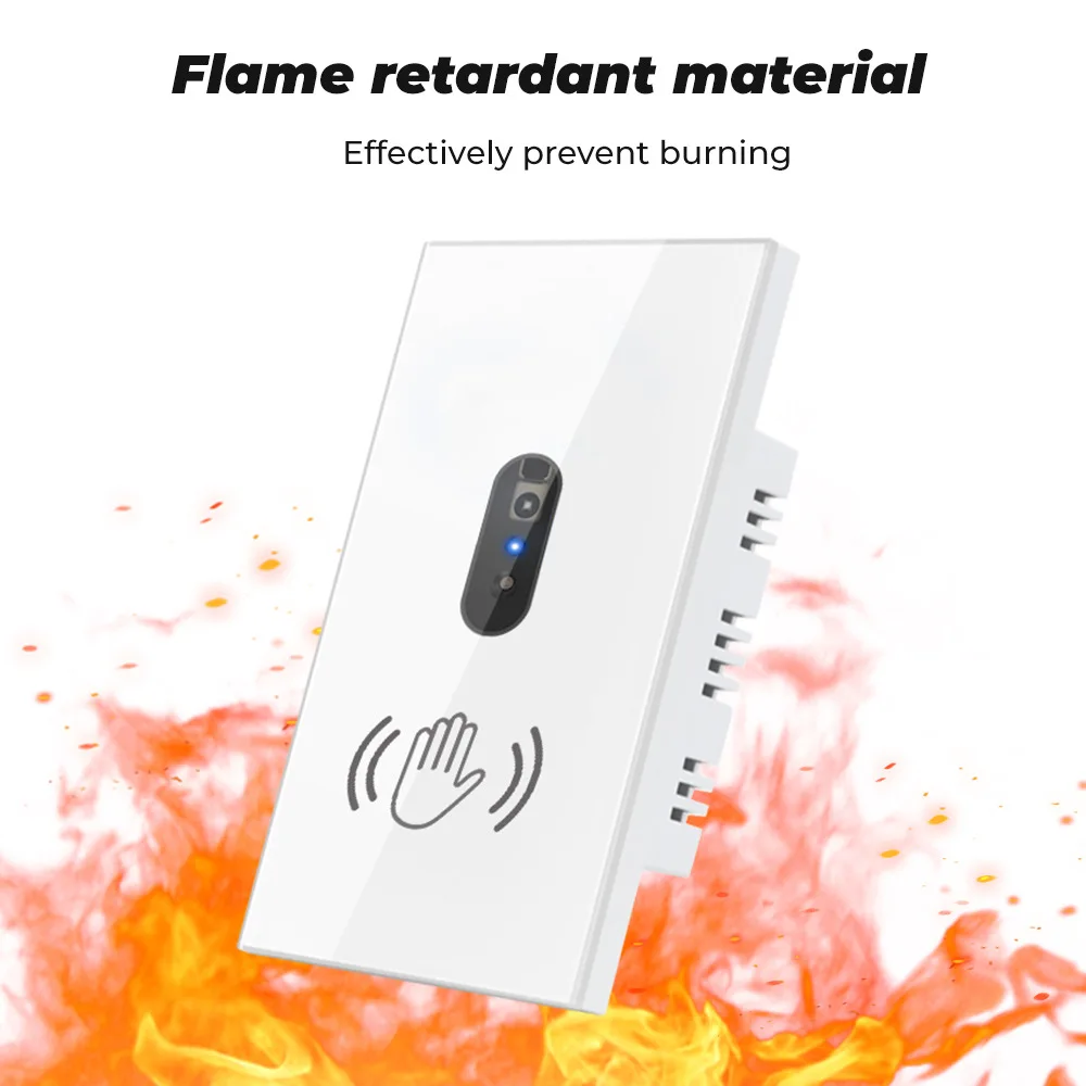 

Hand Sweep Smart Wall Light Switch 90-250V 50/60Hz 10A Glass Screen Panel without Touch IR Infrared Light Sensor Switch