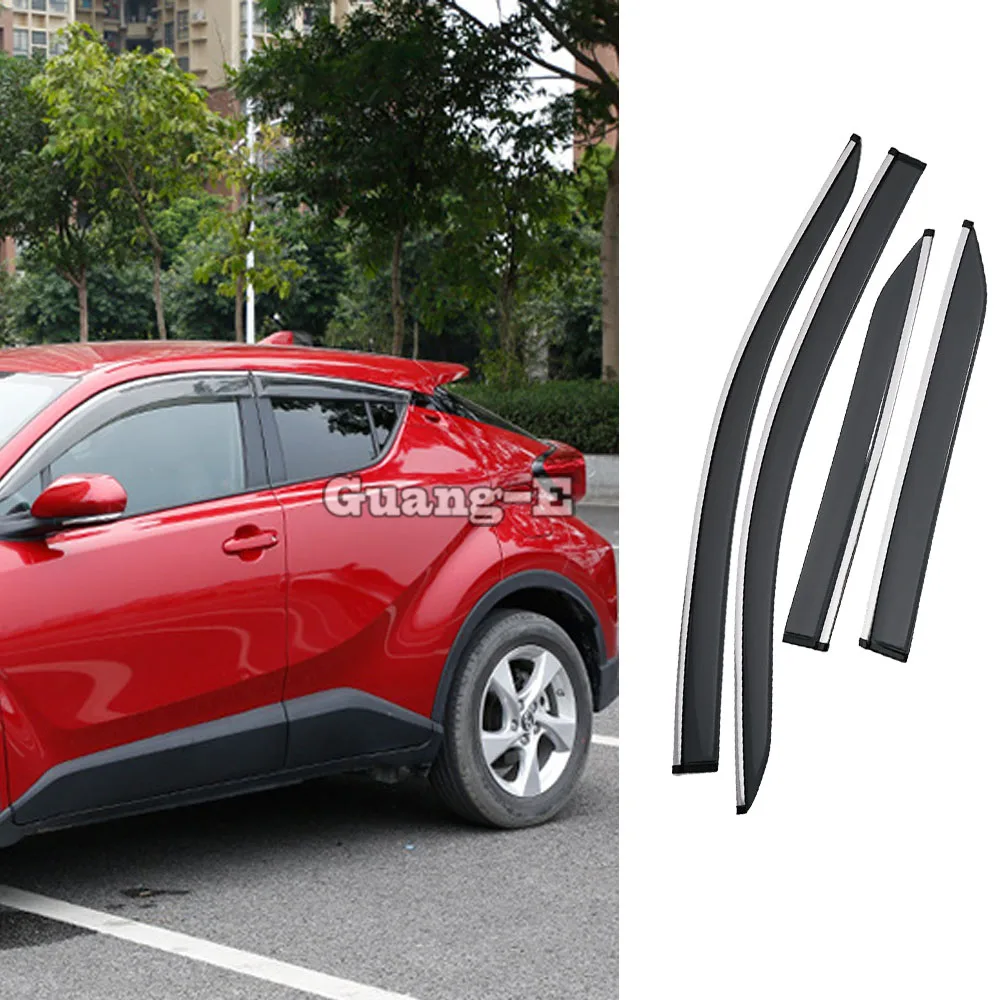 

Car Cover Stick Styling Plastic Window Glass Wind Visor Rain/Sun Guard Vent 4pcs For Toyota C-HR CHR 2017 2018 2019 2020 2021