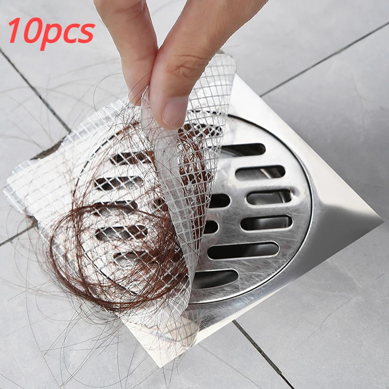 

10Pcs Anti-blocking Filter Screen Disposable Floor Drain Sticker Hair Catcher Drain Stopper Cover Kitchen Bathroom Accessories