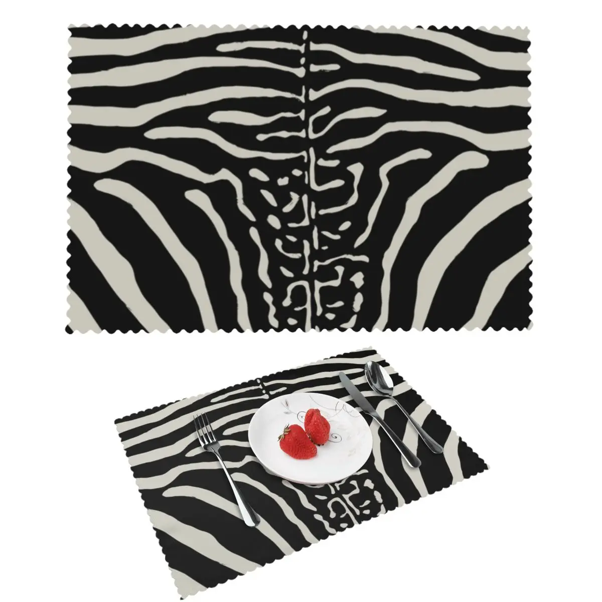 Zebra Stripes Print Skin Hide Texture Placemat Washable Plate Mat for Dining Table Bowl Coaster Super Absorbent Mats