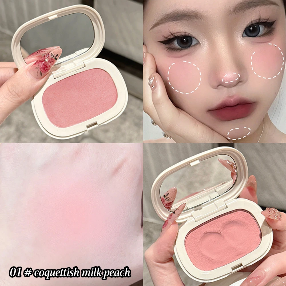 Blush monocolore Texture setosa Resa cromatica elevata Nessuna sensazione di polvere Bassa saturazione Crema fard opaca naturale a lunga durata