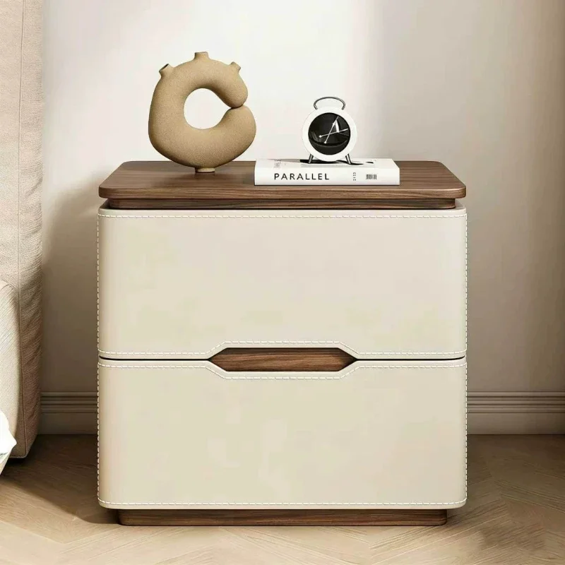 Modern Simple Solid Wood Bedside Table Household Storage Locker Bedroom Nightstands And Side Tables Light Luxury High End Sense