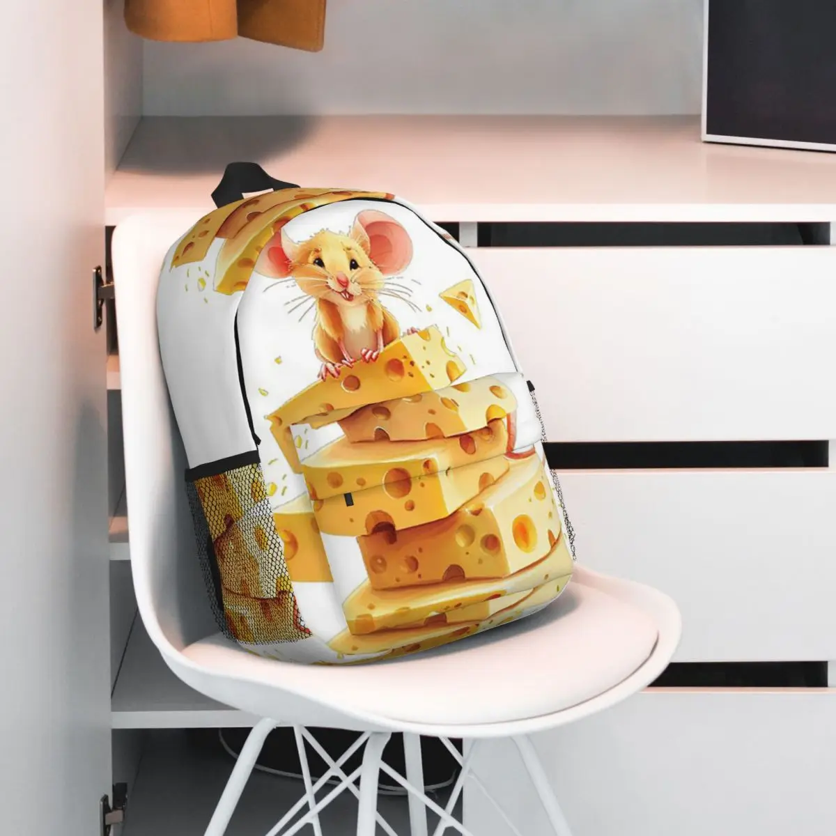 Cartoon Mouse And Cheese Backpack Student BookBag Kids School Bag Laptop Shoulder Bags for Boys Girls