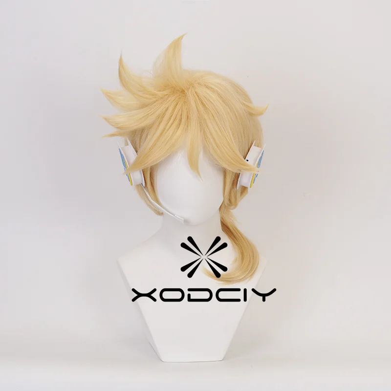 High Quality Rin Len Cosplay Wig Short Golden Heat Resistant Synthetci Hair Anime Cosplay Wigs + Track + Wig Cap